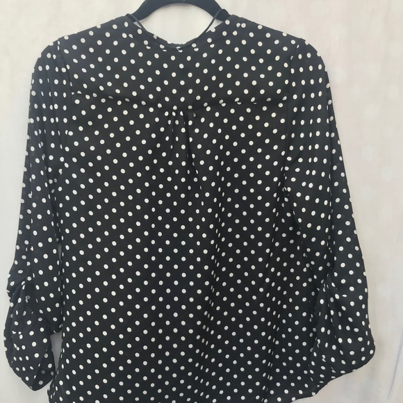 LC Lauren Conrad Size M Button Up Polka Dot Blouse - Picture 5 of 5